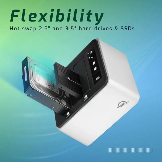 Alt view image 2 of 5 - OWC Drive Dock USB 3.2 (10Gb/s) Dual-Bay Drive Docking Solution for 2.5-inch and 3.5-inch NVMe U.2 and SATA Drives