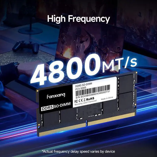 Alt view image 2 of 5 - fanxiang SODIMM DDR5 4800MHz RAM 64GB Kit (2 x 32GB),CL40 1.1V SODIMM 262 Pin Laptop Memory Module Ram,Memory for Enhanced Gaming Performance and Smooth Multitasking
