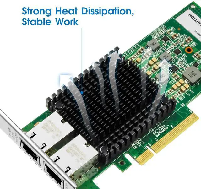 Alt view image 4 of 5 - 10Gb PCI-E NIC Network Card for Intel X550-T2, Dual RJ45 Port, With X550 Controller, 10G PCI Express LAN Adapter Support Windows Server/Linux/VMware