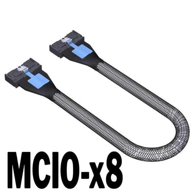 Alt view image 4 of 5 - JMT ADT-F36B-F37B-D8S PCI-e 4.0 X16 to X8 X8 MCIO Bifurcation Adapter Riser Card 256G/bps Split Extender SFF-TA-1016 with Power Cable (50cm)