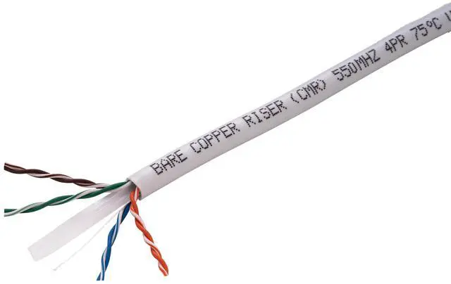 Alt view image 4 of 5 - Cables Direct Online White Cat6 Cable 1000ft Solid Bare 23AWG Copper Wire Riser CMR Bulk Ethernet Cable  550MHz PoE++ (4PPoE) UTP