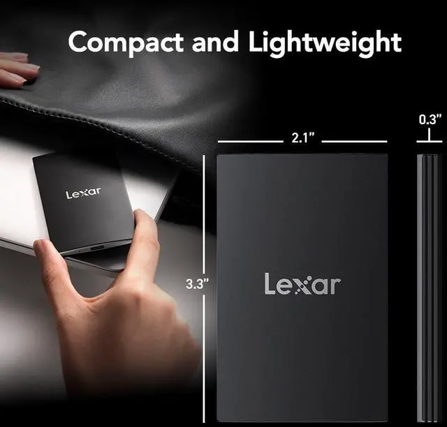 Alt view image 3 of 5 - Lexar 2TB SL500 Portable SSD, Up to 2000MB/s, Compatible w/Type-C Laptops, iPhone 15/16, Smartphones, Tablets, PS5, Xbox, USB 3.2 Gen 2x2, Slim & Lightweight, External SSD, Black (LSL500X002T-RNBNU)