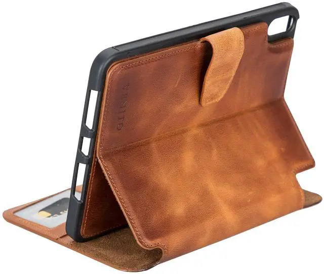 Alt view image 4 of 5 - VENITO Parma Premium Leather Case for iPad mini 6th Generation 8.3 inch (221) with Pencil Holder, Handmade, Kickstand, Detachable Wallet, Full-Grain Leather, Antique Brown