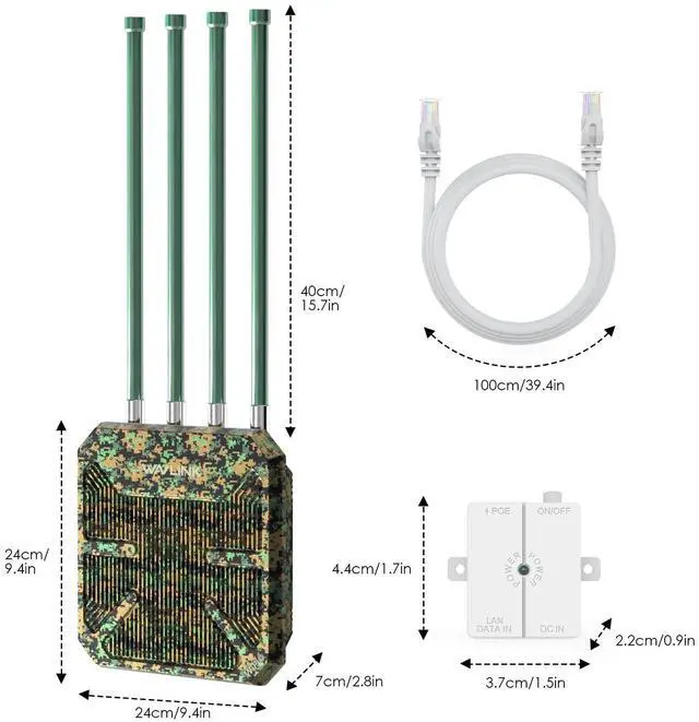 Alt view image 2 of 5 - WAVLINK Outdoor WiFi Extender AX1800 with PoE Powered, IP67 Weatherproof, High-gain Antennas, Dual Band Long Range WiFi Extender for Farm, Courtyard, Factory, Campsite, Gazebo