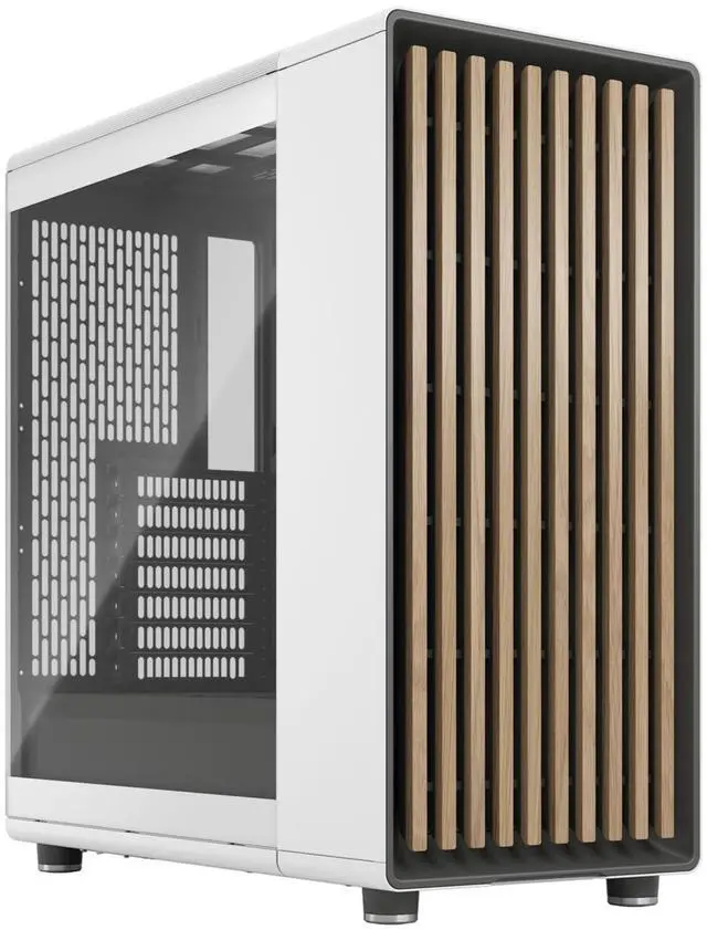 Main image of Fractal Design North Chalk White Tempered Glass Clear - Genuine Oak Wood Front - Glass Side Panel - Two 140mm Aspect PWM Fans Included - Type C USB - ATX Airflow Mid Tower PC Gaming Case