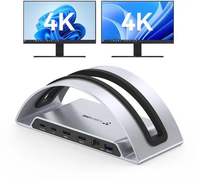 Main image of TobenONE Laptop Docking Station Dual Monitor HDMI, USB C Docking Station Stand with 4K, 100W Power, USB A&C 3.2 Ports, SD/microSD, Audio for Dell/HP/Lenovo/Surface
