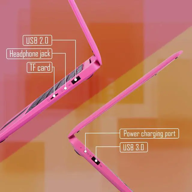 Alt view image 3 of 5 - G-Anica Android 12.0 Laptop 10.1 Inch Notebook Slim and Lightweight Mini Netbook Computer with Bluetooth WiFi Webcam, and Laptop Bag,Mouse, Mouse PadMini Laptop for Kids and AdultsPink