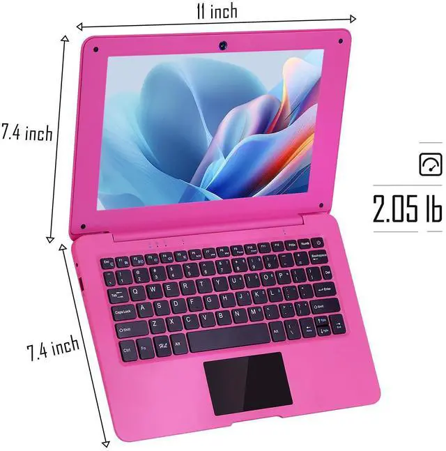 Alt view image 5 of 5 - G-Anica Android 12.0 Laptop 10.1 Inch Notebook Slim and Lightweight Mini Netbook Computer with Bluetooth WiFi Webcam, and Laptop Bag,Mouse, Mouse PadMini Laptop for Kids and AdultsPink