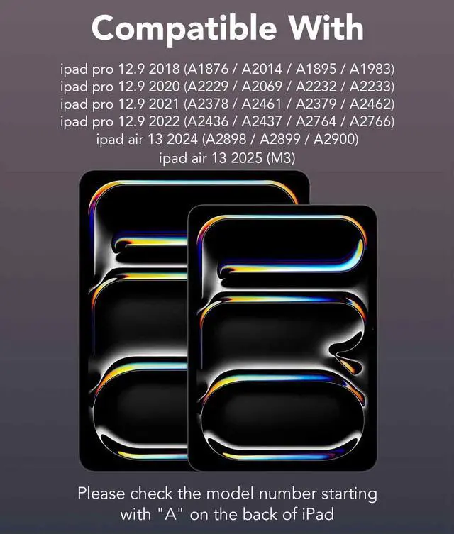 Alt view image 2 of 5 - Transparent 360 for iPad Keyboard case with Wireless Keyboard for iPad Air 13 inch(M3/M2, 2025/2024), Trackpad, 7 Color Backlight, 360° Rotating Stand for iPad Pro 12.9" 2018-2022(6/5/4/3 Gen)