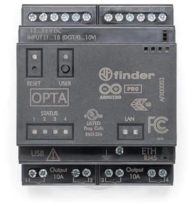 Alt view image 2 of 5 - Arduino Opta Lite [AFX00003]  Compact Industrial IoT Controller with Digital I/O, Analog Inputs, Modbus Support, and Edge Computing for Automation & Control Systems