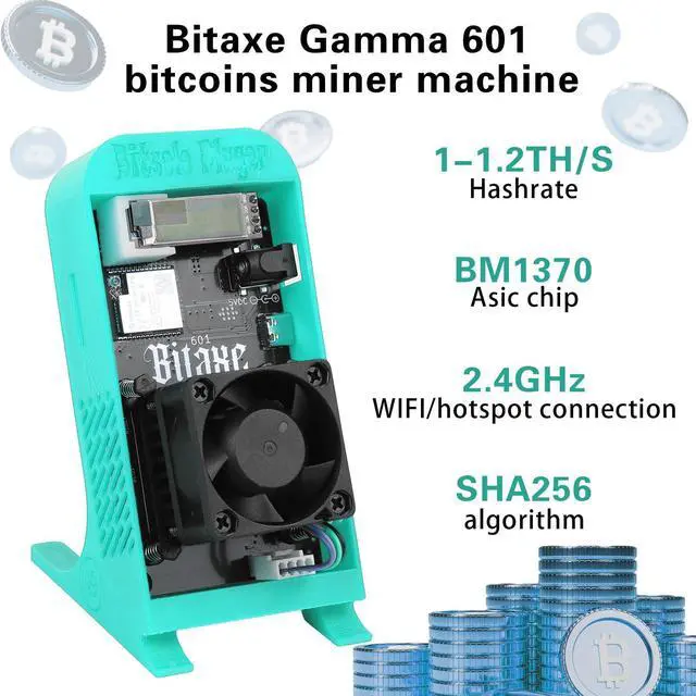 Alt view image 4 of 5 - Bitaxe Gamma 601 Bitcoins Miner BM1370 Asic Chip 1.2TH/s Solo Miner 2.4G WiFi/Hotspot Crypto Miner Home Use BTC Miner Low Noice Include PSU, Blue