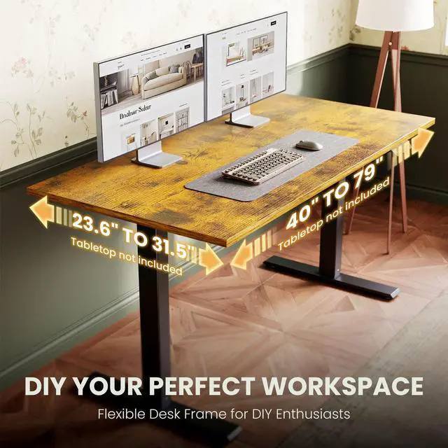 Alt view image 2 of 5 - Casaottima Electric Standing Desk Frame, Dual Motor Height Adjustable Table Legs with Memory Presets for Home Office, Stand Up Desk Legs for 40 to 79 inch Desktop, Black Frame Only