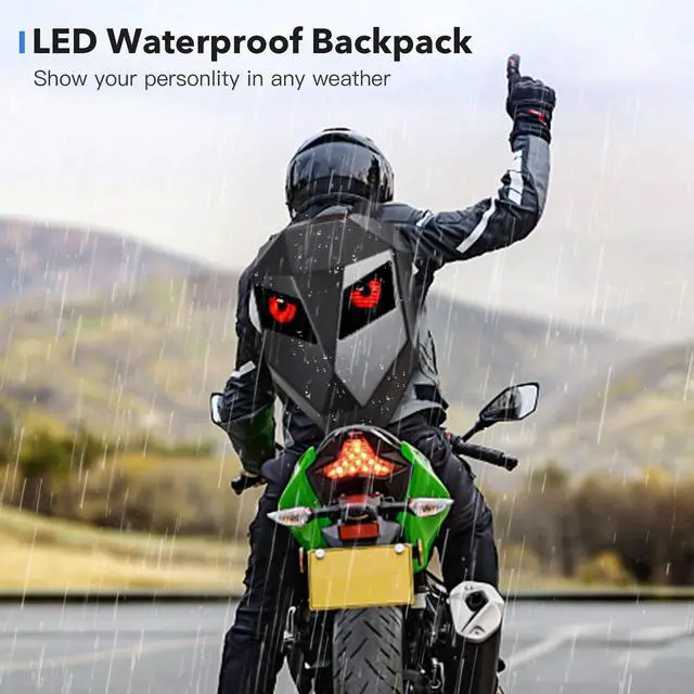 Alt view image 4 of 5 - DABASHAN Motorcycle Backpack for Men, LED Backpack With DIY Programmable Full Color Screen, Hard Shell Large Capacity Waterproof Helmet Bag Laptop Backpack
