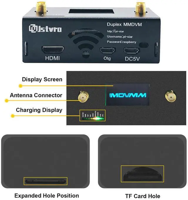 Alt view image 2 of 5 - MMDVM Duplex Hotspot Board, Multi-Mode Digital Voice Modem Support P25 DMR YSF NXDN Slot 1 + Slot 2 for Raspberry Pi Zero,with 8G TF Card, 0.96OLED and Metal Housing Mounted