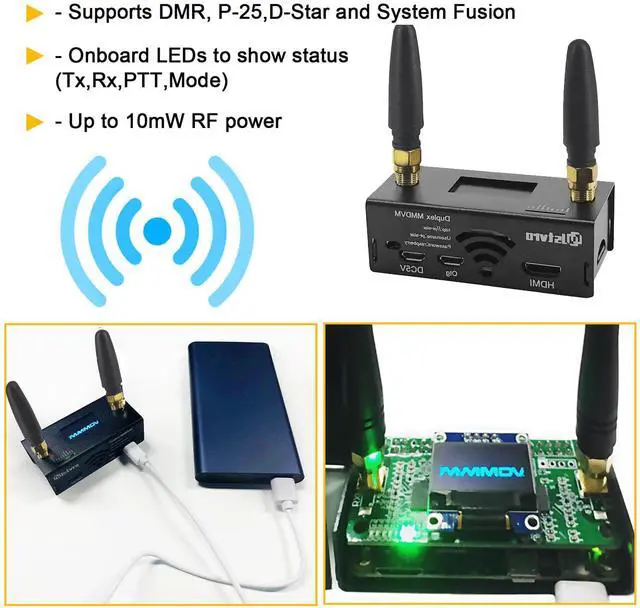 Alt view image 4 of 5 - MMDVM Duplex Hotspot Board, Multi-Mode Digital Voice Modem Support P25 DMR YSF NXDN Slot 1 + Slot 2 for Raspberry Pi Zero,with 8G TF Card, 0.96OLED and Metal Housing Mounted