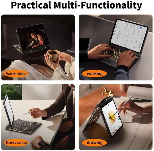Alt view image 3 of 5 - molosicars Case with Keyboard for iPad Pro 11-inch 2024 (M4),7-Color Backlit Wireless, Pencil Holder, 360 Rotating Stand, Futuristic Tech Design Transparent Black