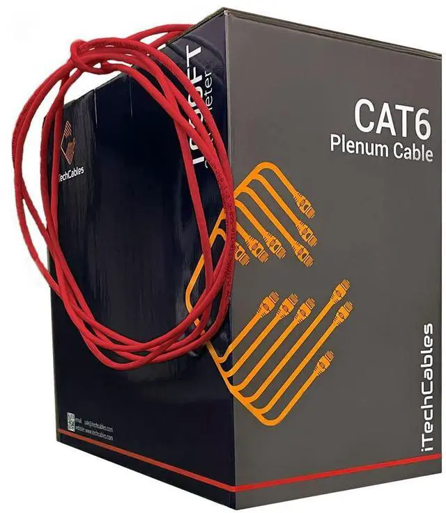 Alt view image 3 of 4 - iTechCables, CAT6 Plenum Bulk Ethernet Cable 1000ft (CMP Rated) | Network Analyzer Test Passed | 23AWG 4Pair Solid, 550-MHz | Unshielded Twisted Pair (UTP) | Up to 10 Gigabit, Red