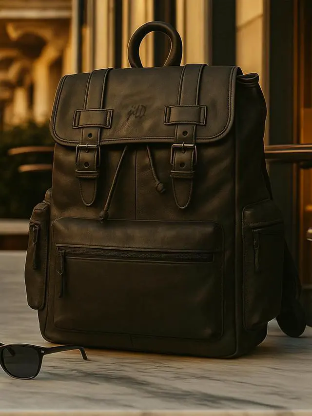 Alt view image 4 of 5 - Jild Genuine Leather Backpack for Women or Men Carry-On Travel Backpack Shoulder Hiking Camping Vintage Leather Laptop Bag (Black)