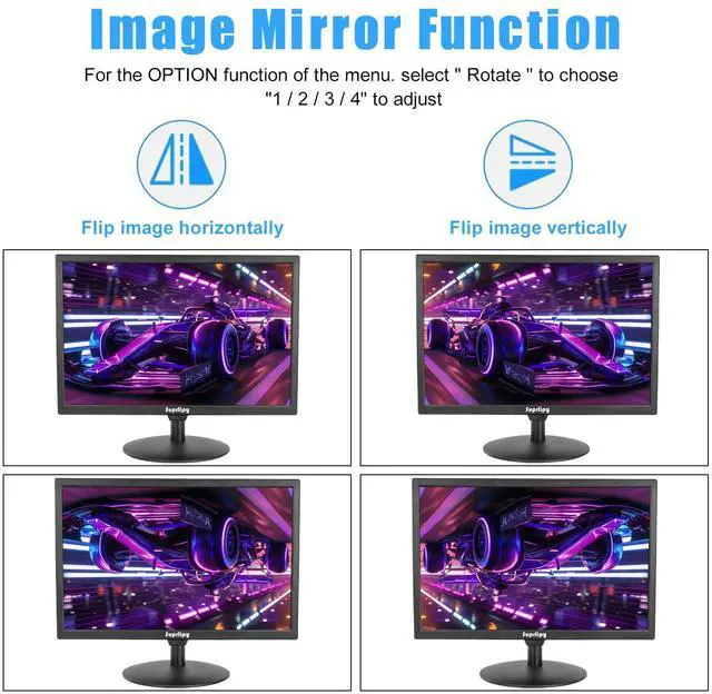 Alt view image 5 of 5 - Suprlipy 21.5" FHD Mini LCD Monitor Display Screen 1920x1080 60Hz 16:9 BNC VGA HDMI AV with USB Input Built-in Loudspeaker for CCTV Security Camera DVR PC Game Console
