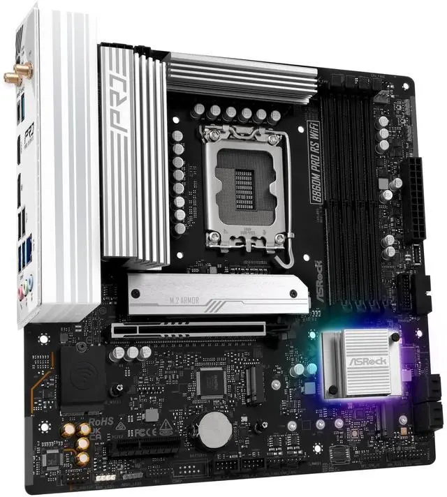Alt view image 5 of 5 - ASRock B860M Pro RS WiFi 6E Intel Core Ultra DDR5 8666 MHz 256GB M.2 LGA1851 Micro ATX Motherboard BIOS Flashback SATA3 6.0 Gb/s PCIe 5.0