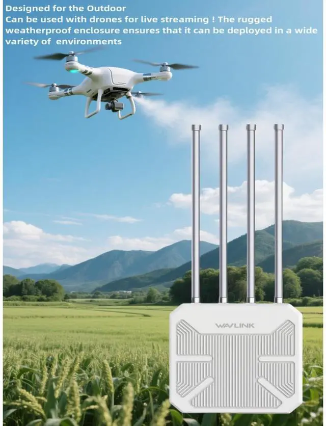 Alt view image 2 of 5 - WAVLINK 2025 AX1800 Outdoor WiFi Extender Long Range, IP67 Waterproof WiFi 6 Range Extender Dual Band, 4x8dBi Antennas with POE, High Speed Coverage for Farm, Yard, RV, Campsite,Work with Starlink