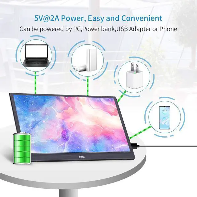 Alt view image 5 of 5 - G-STORY 15.6 Inch Portable Monitor, 1080P FHD Portable Gaming Monitor IPS Screen with Mini HDMI, USB C Portable Monitor FreeSync for Laptop NS Xbox PS4 PS5 Phone with Smart Cover