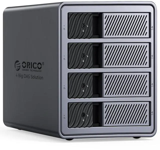 Main image of ORICO USB 3.0 Hard Drive Enclosure 4 Bay External Direct Attached Storage Max up to 88TB with Tray Lessing and Safety Lock for 3.5 inch SSDs HDDs ( Alluminum Alloy) -9848U3