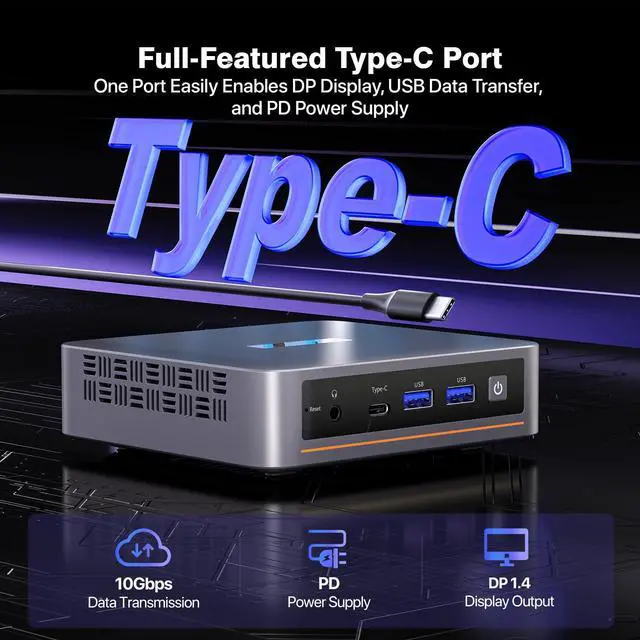 Alt view image 5 of 5 - Trycoo Mini PC Computers 13th Twin Lake N150 (Turbo 3.6GHz), 16GB DDR4 512GB SSD, WI6 Desktop Mini Computer with Type-C, Dual HDMI, RJ45 LAN Ethernet, 4K Triple Display, WiFi5, BT4.2