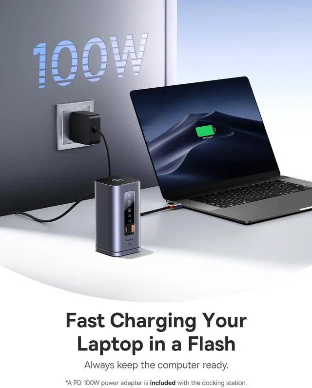 Alt view image 5 of 5 - Baseus Laptop Docking Station, 11 in 1 Triple 4K Display HDMI/DP, 10Gbps USB A/C Fast Data, PD 100W, Ethernet, Audio, USB C Docking Station for Windows/Dell/HP/Lenovo/Asus/Acer/Mac (Include Charger)