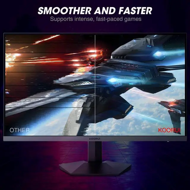 Alt view image 4 of 5 - KOORUI 27 Inch Gaming Monitor, 240Hz, 1ms Response, FHD 1080p Monitor, 90% DCI-P3, 100% sRGB, Adaptive Sync Compatible, HDMI & DisplayPort, VESA 75 * 75mm, Black, GN02