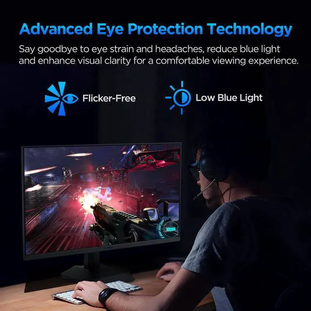 Alt view image 5 of 5 - KOORUI 27 Inch Gaming Monitor, 240Hz, 1ms Response, FHD 1080p Monitor, 90% DCI-P3, 100% sRGB, Adaptive Sync Compatible, HDMI & DisplayPort, VESA 75 * 75mm, Black, GN02