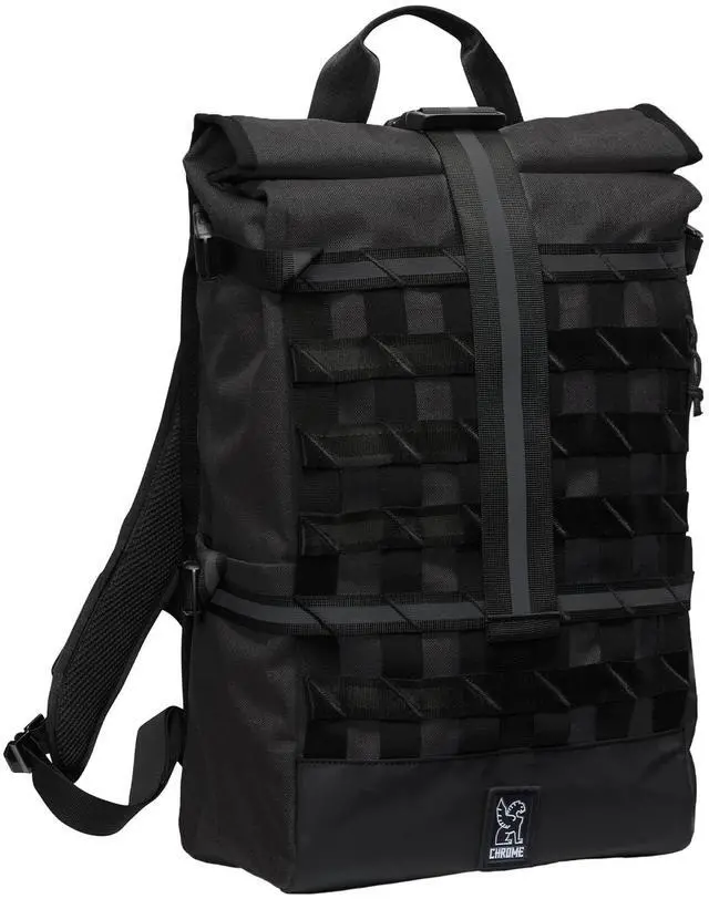 Main image of Chrome Industries Barrage 22L Black Roll-Top Backpack  Water Resistant Bag for Work, School, Travel  Features Cargo Net & Laptop Pocket