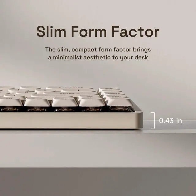 Alt view image 3 of 5 - IQUNIX Magi65 Pro Low Profile Mechanical Keyboard Wireless 65% Keyboard Ultra Slim for Creamy Typing, Hot Swappable, RGB Backlit, PBT Keycaps, Aluminum Case, BT/2.4G/USB-C, Mac/Windows (Ochre White)
