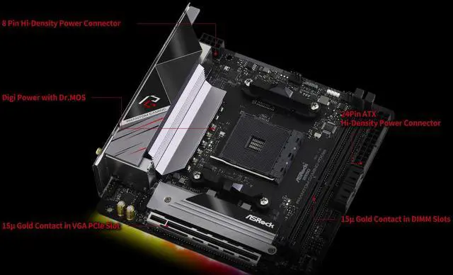 Alt view image 5 of 5 - ASRock B550 Phantom Gaming-ITX/AX Supports 3rd Gen AMD AM4 Ryzen / Future AMD Ryzen Processors Motherboard