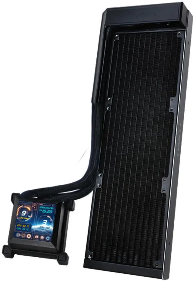 Alt view image 2 of 5 - Lian Li Hydroshift LCD 360 Liquid Cooler - Flexible Side-Mounted Coolant Pathway, 2.88 LCD Screen - 480 x 480 Res. - Captured Screenshots or Recorded Videos - Fits Most PC Fans - Black (HSLCD36NB)