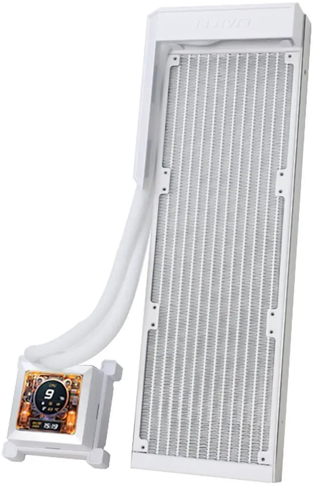 Alt view image 2 of 5 - Lian Li Hydroshift LCD 360 Liquid Cooler - Flexible Side-Mounted Coolant Pathway, 2.88 LCD Screen - 480 x 480 Res. - Captured Screenshots or Recorded Videos - Fits Most PC Fans - White (HSLCD36NW)