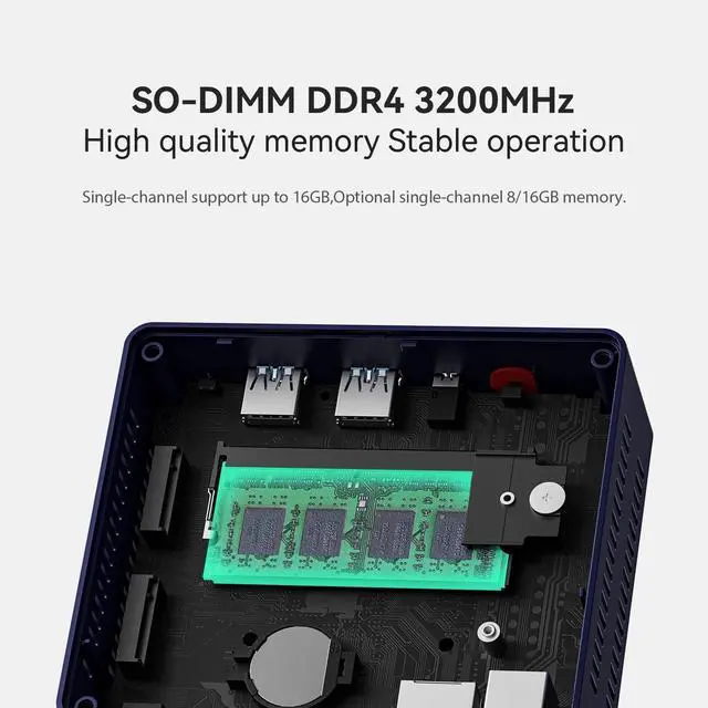Alt view image 4 of 5 - Beelink Mini PC, MINI S13 Intel Twin Lake N150 (Upgraded N100, 4C/4T), Mini Computer 16GB DDR4 RAM 500GB SSD, Desktop PC HDMI 4K UHD/2.5G LAN*2/WiFi6/BT5.2/W-11/HTPC
