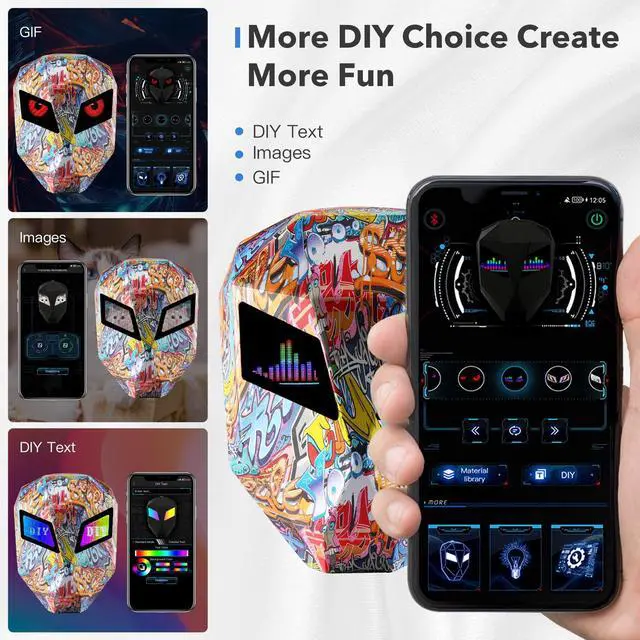 Alt view image 2 of 5 - DABASHAN Motorcycle Backpacks for Men, LED Motorcycle Backpack With Full Color Screen, Large Capacity Laptop Backpack, Hard Shell Waterproof Helmet Bag (Graffiti)