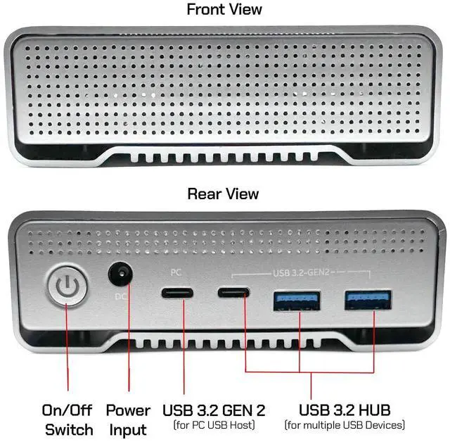 Alt view image 3 of 5 - Avolusion PRO-G1 10TB USB 3.2 Gen 2 (10Gbps) USB-C External Hard Drive w/USB HUB for Windows/MacOS (Grey)