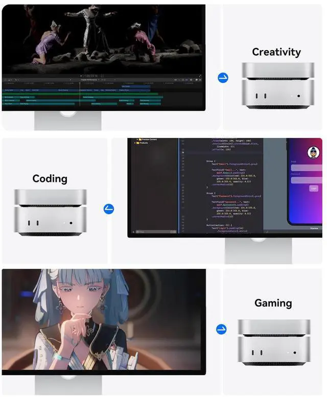 Alt view image 4 of 5 - ORICO MiniMate 512 GB External SSD for Mac mini M4, Compatible with Thunderbolt(3100MB/s), USB-C(10Gbps), Type C Cable(40Gbps), JHL7440 Chip+RTL9210, M4T4