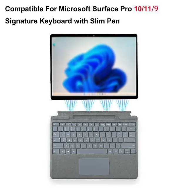 Alt view image 2 of 5 - Anglepingping Pro 10 Signature Keyboard with Slim Pen Compatible with Microsoft Surface Pro 10/9,Pro 9 Signature Keyboard for Microsoft Surface Pro 10/9 with Slim Pen (Ice Blue)