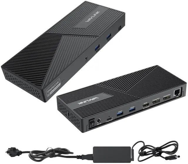 Main image of USB C Docking Station 3 Monitors with 130W Power Delivery, 12-in-1 DisplayLink Dock with Triple Monitors (2*DP, HDMI, 4*Type-A, Type-C, RJ45, Mic/Audio) for Mac Windows