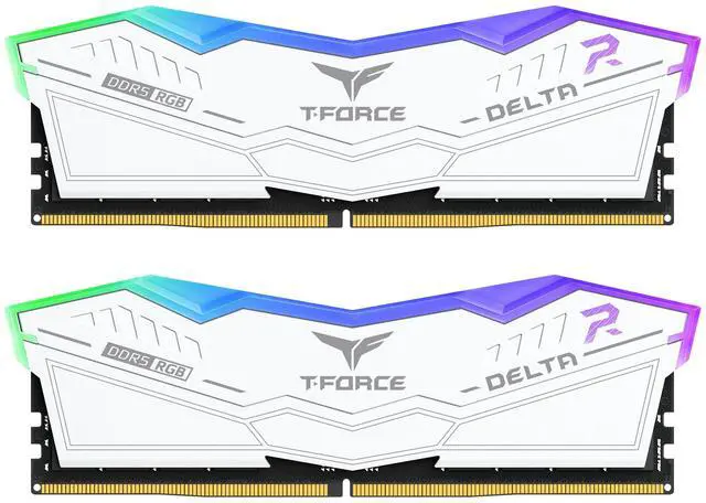 Main image of TEAMGROUP T-Force Delta RGB DDR5 Ram 64GB (2x32GB) 6000MHz PC5-48000 CL38 Intel XMP 3.0 & AMD Expo Compatible Desktop Memory Module Ram White FF4D564G6000HC38JDC01