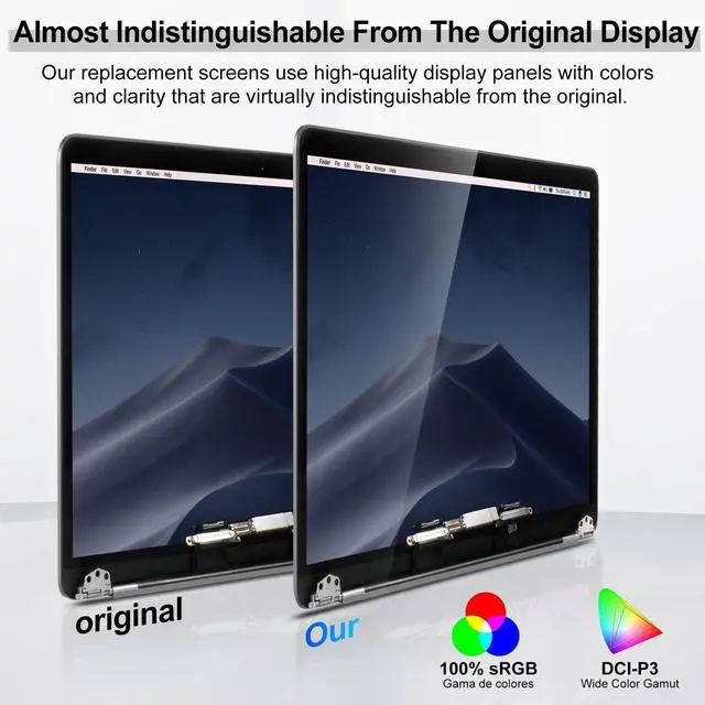 Alt view image 4 of 5 - A1989 A2159 A2289 A2251 Screen Replacement for MacBook Pro 13.3" 2018 2019 2020 Year 13-inch Retina Full LED LCD Display Assembly EMC 3358 3214 3301 3348 3456 2560x1600 (Space Gray)