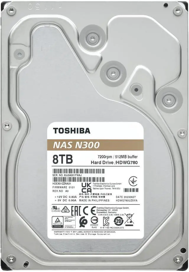 Alt view image 5 of 5 - Toshiba N300 8TB NAS 3.5-Inch Internal Hard Drive - CMR SATA 6 GB/s 7200 RPM 512 MB Cache - HDWG780XZSTA