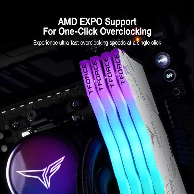 Alt view image 3 of 5 - TEAMGROUP T-Force Delta Alpha RGB DDR5 Ram 64GB Kit (2x32GB) 6000MHz (PC5-48000) CL38 Intel XMP 3.0 & AMD Expo Compatible Desktop Memory Module Ram White FF8D564G6000HC38JDC01