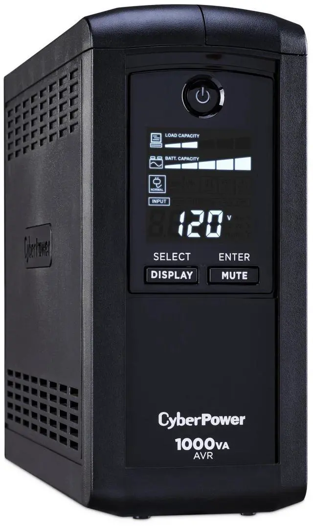 Alt view image 3 of 5 - CyberPower CP1000AVRLCD Intelligent LCD UPS Battery Backup and Surge Protector, 1000VA/600W, 9 Outlets, AVR, Mini-Tower, UL Certified
