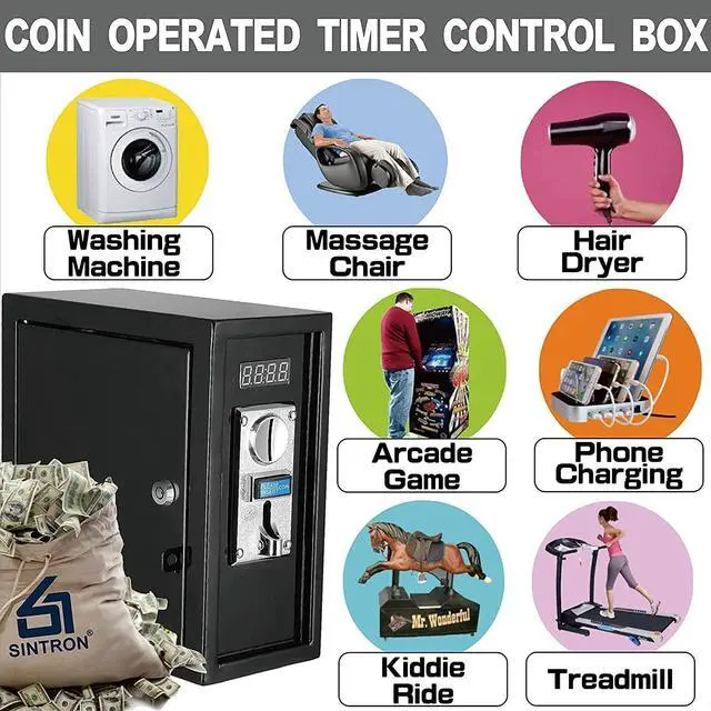 Alt view image 4 of 5 - Sintron ST-002 110V Coin Operated Timer Control Power Box for Electronic Device Vending Machine, Gaming Machines, Massage Chairs, Shoe Polishers, Washing Machines, Chargers, Dryers, Auto Car Wash, PCs
