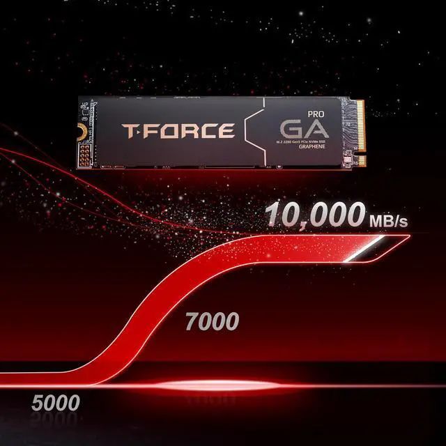 Alt view image 2 of 5 - TEAMGROUP T-Force GA PRO 2TB SSD Graphene Heatsink DRAM SLC Cache 3D TLC NAND NVMe InnoGrit PCIe Gen5x4 M.2 Read/Write 10,000/8,500 MB/s TM8FFJ002T0C129