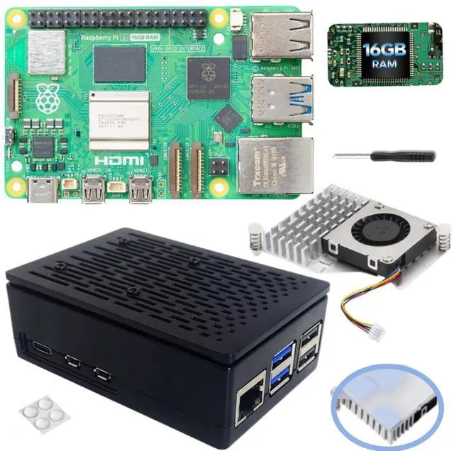 Main image of Vemico for Raspberry Pi 5 16GB Kit with Pi 5 16GB Board, Case and Active Cooler for Raspberry Pi 5